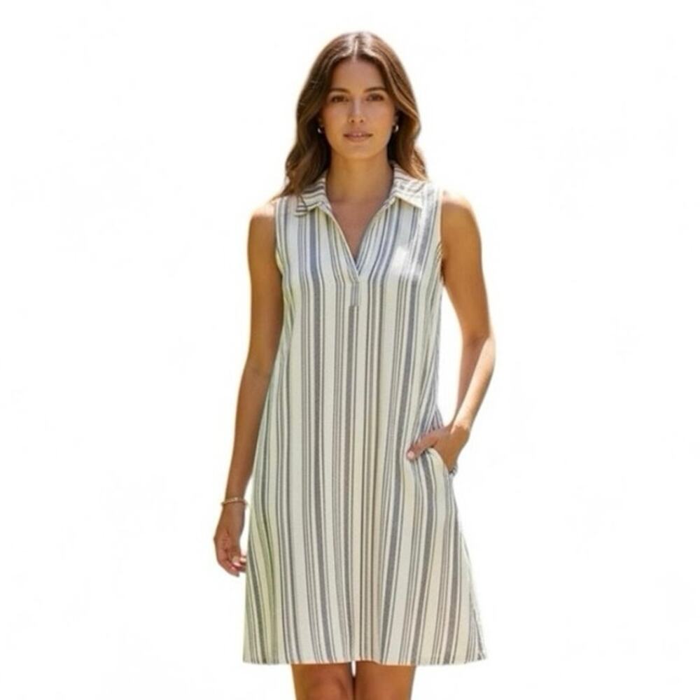 Cloth & Stone Anthropologie Striped Linen Blend Tank Dress Women’s Size Medium